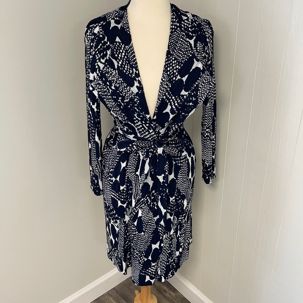 Chico’s Navy & White Wrap Jacket Dress NWT